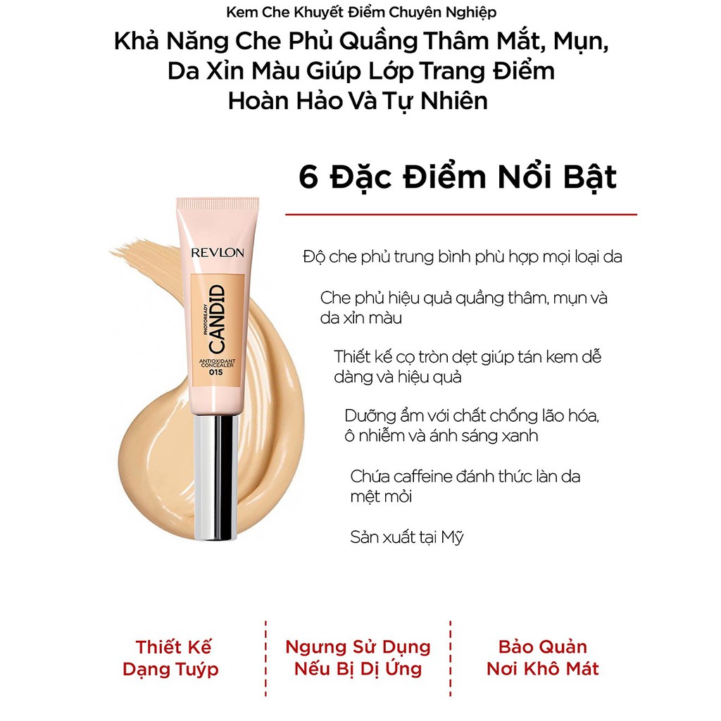 [Thêm vào giỏ hàng để nhận quà] Kem che khuyết điểm chuyên nghiệp Revlon PhotoReady Candid 10ml