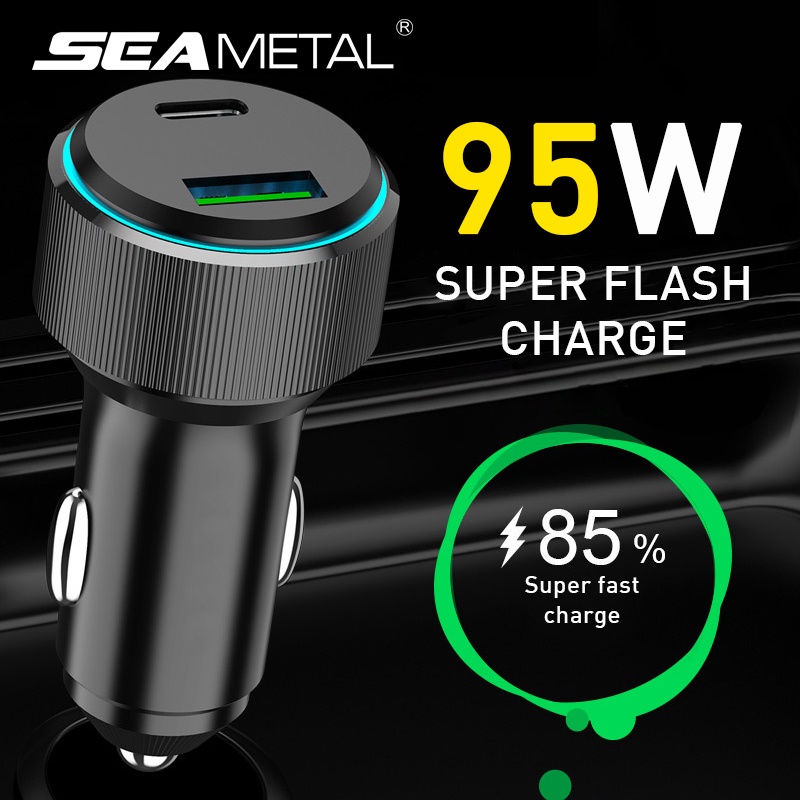 Tẩu sạc nhanh ô tô SEAMETAL Tẩu sạc nhanh 95W 12-24V USB PD 6000mA dùng trong xe hơi
