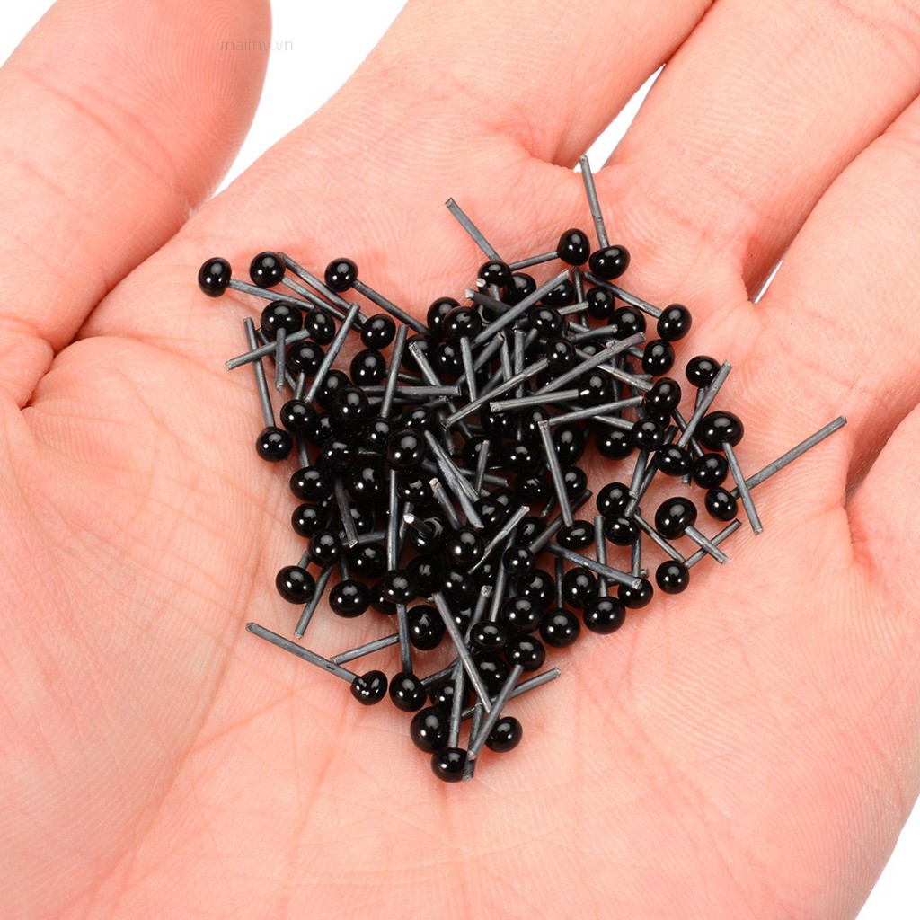 Set 100 Mắt Kính 2 / 3 / 4mm Hình Gấu Bông Mắt Đen
