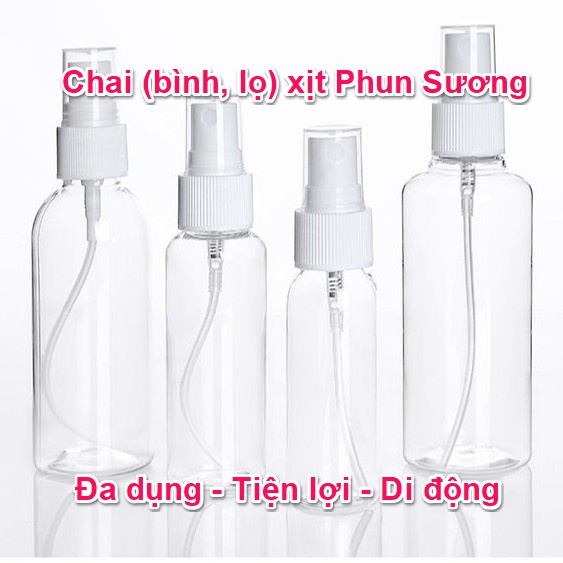 Chai Xịt Phun Sương, Lọ Chiết Mỹ Phẩm, Tinh Dầu, Dung Dịch Sát Khuẩn Trong Suốt Dung Tích 30ml - 50ml - 100ml 88069