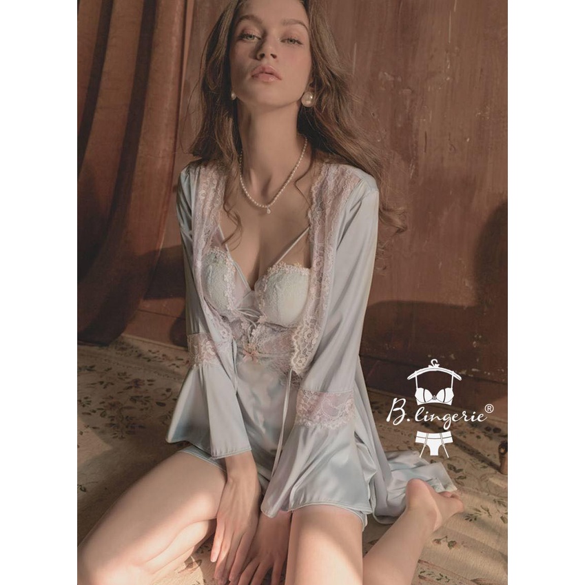 Váy Ngủ Đen Lụa 2 Dây - B.Lingerie