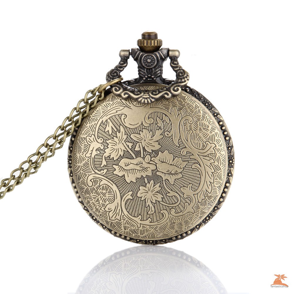 #Đồng hồ bỏ túi# Antique Bronze Turkish Flag Design Moon and Star Theme Quartz Pocket Watch With Necklace Chain