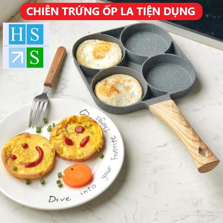 Chảo 4 ngăn chiên rán trứng làm bánh chống dính dùng được mọi loại bếp - HS Shop Thủ Đức