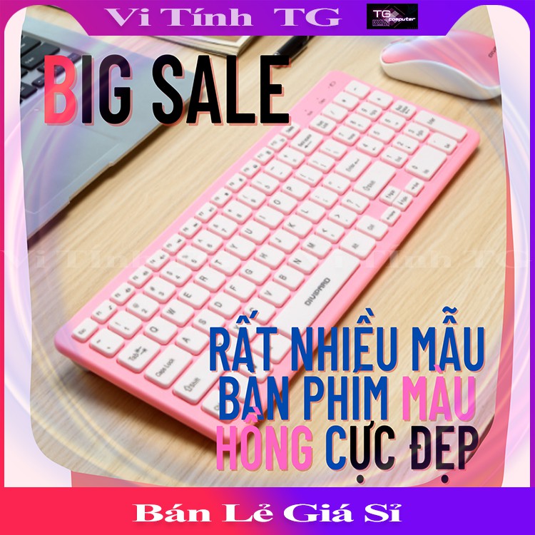 Bàn phím chuột không dây máy tính màu hồng / Trắng / Xanh Vi Tính TG CBKDHONG