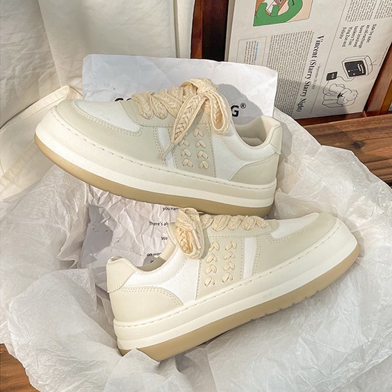 Giày thể thao nữ dễ thương hàng loại 1 đi học đi chơi phong cách Hàn Quốc đế độn 4cm, Giày nữ Ymishoes