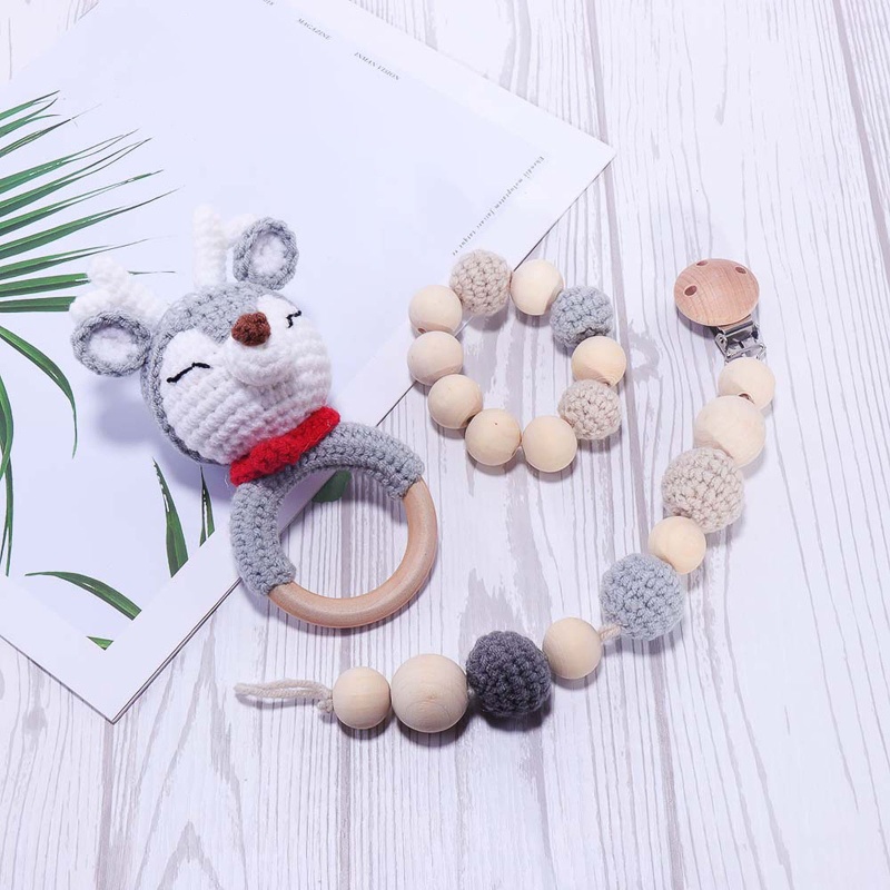Đồ Chơi Ngậm Mọc Răng Hình Hươu Đan Móc Thủ Công DIY Dành Cho Bé Sơ Sinh