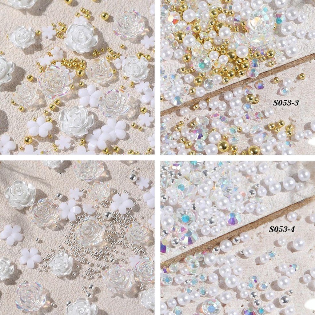 QQMALL Hạt Kim Loại Hình Hoa Trà Đính Móng Tay Thời Trang