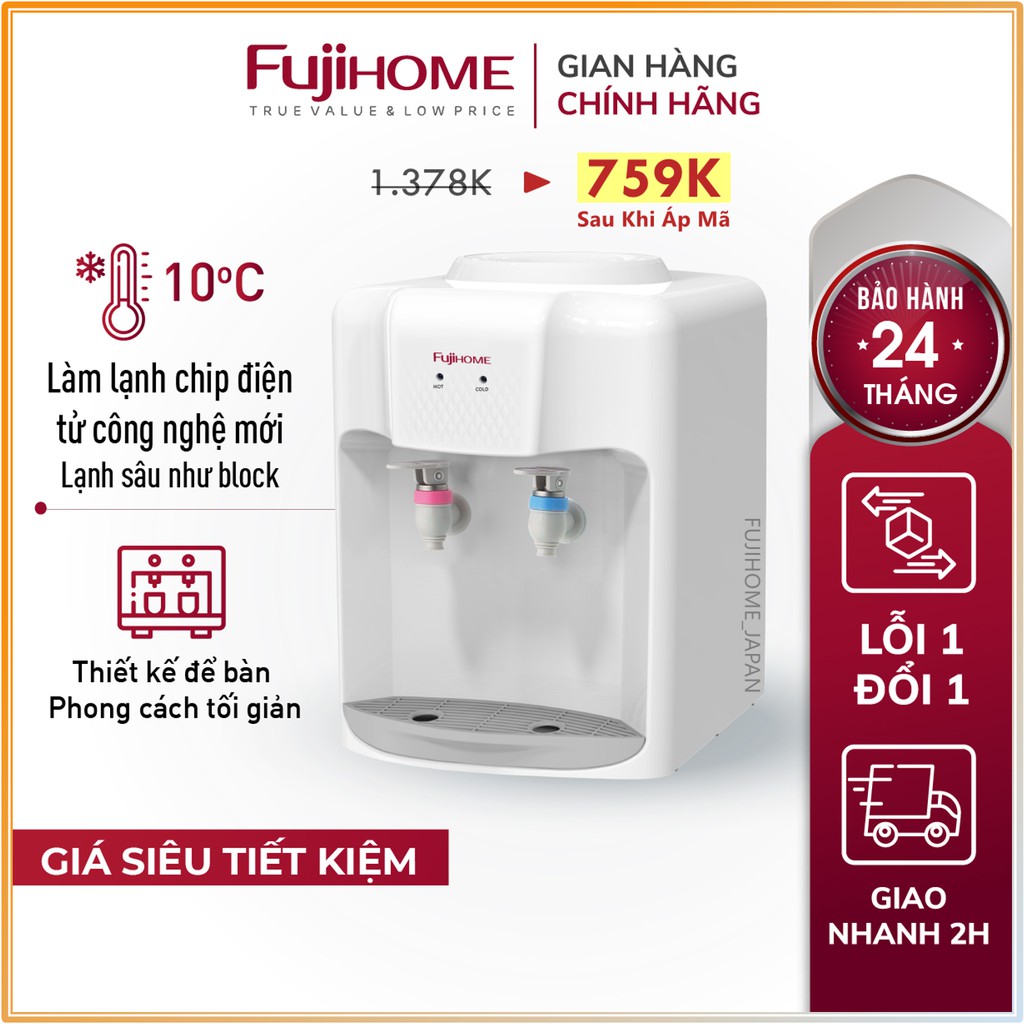 Cây nước nóng lạnh để bàn Nhập Khẩu Nhật Bản Fujihome WD5510E, máy nước nóng lạnh uống trực tiếp dispenser water