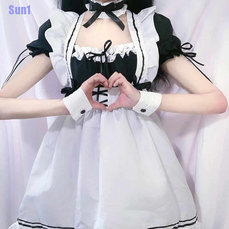 Đầm hóa trang cô hầu gái phong cách lolita màu trắng đen đáng yêu cho nữ | BigBuy360 - bigbuy360.vn