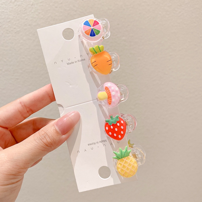 Bộ Kẹp Tóc Cỡ Nhỏ Họa Tiết Hoạt Hình Phong Cách Hàn Quốc Thời Trang Mùa Hè Cao Cấp Cho Nữ