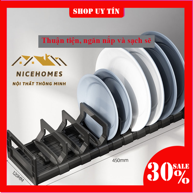 Giá để bát đĩa cao cấp sang trọng trong tủ bếp, ngăn kéo, giá úp bát đĩa gọn gàng tiện lợi chống gỉ dễ di chuyển NPR45