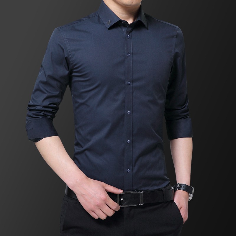 Áo Sơ Mi Nam Dài Tay Cổ Thêu Hoa Hồng Thời Trang 4 Màu Tùy Chọn Size M-5xl