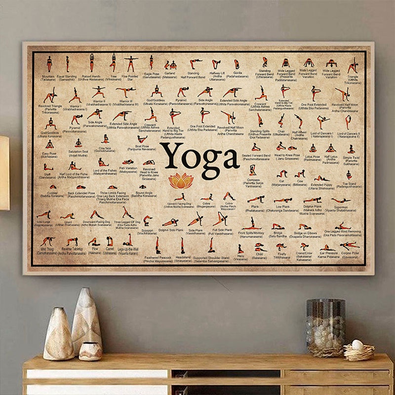Tranh Vải Bạt Treo Tường In Hình Tập Yoga Ashtanga Pose Sức Khỏe Trang Trí Nhà Cửa