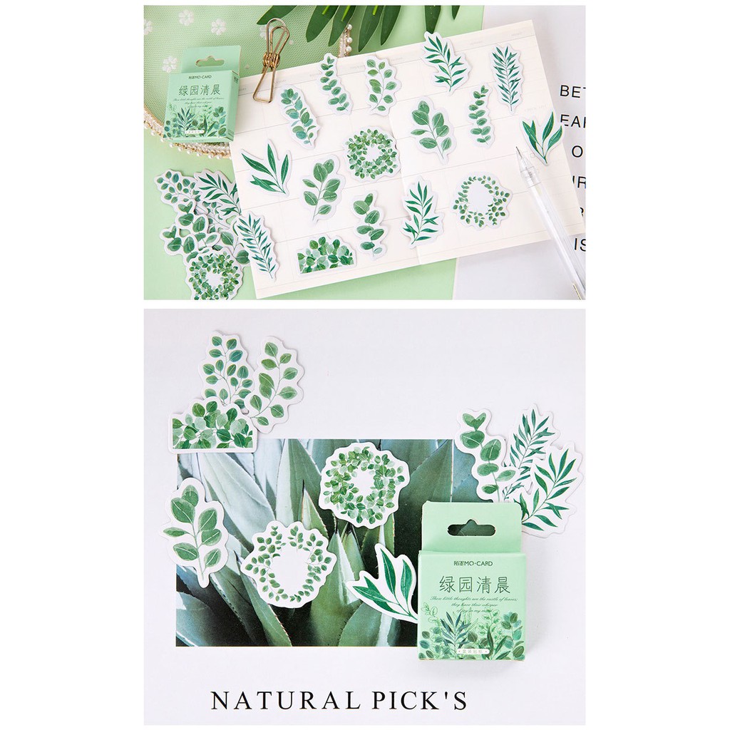 Bộ sticker/ Hình dán Mẫu Cỏ &amp; Lá (45 Hình)