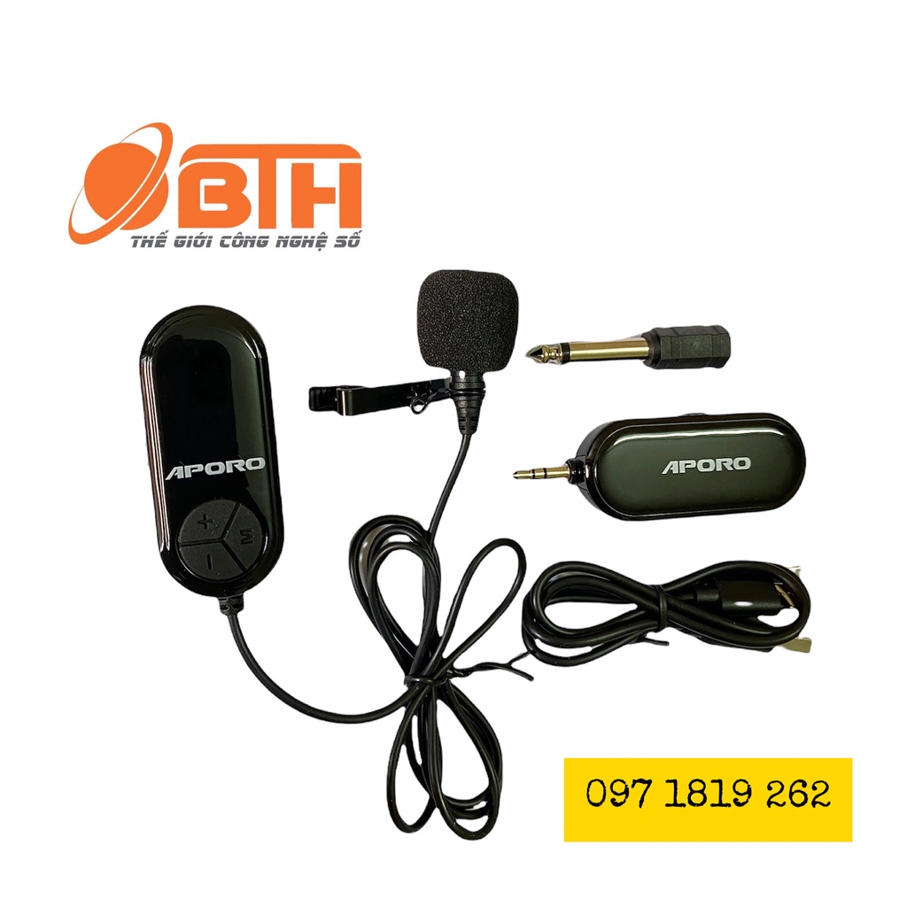 Mic Trợ Giảng Cài Áo Không Dây Aporo. Micro Cài Áo Đa Năng Dùng Cho Loa Trợ Giảng, Amply, Loa Kéo