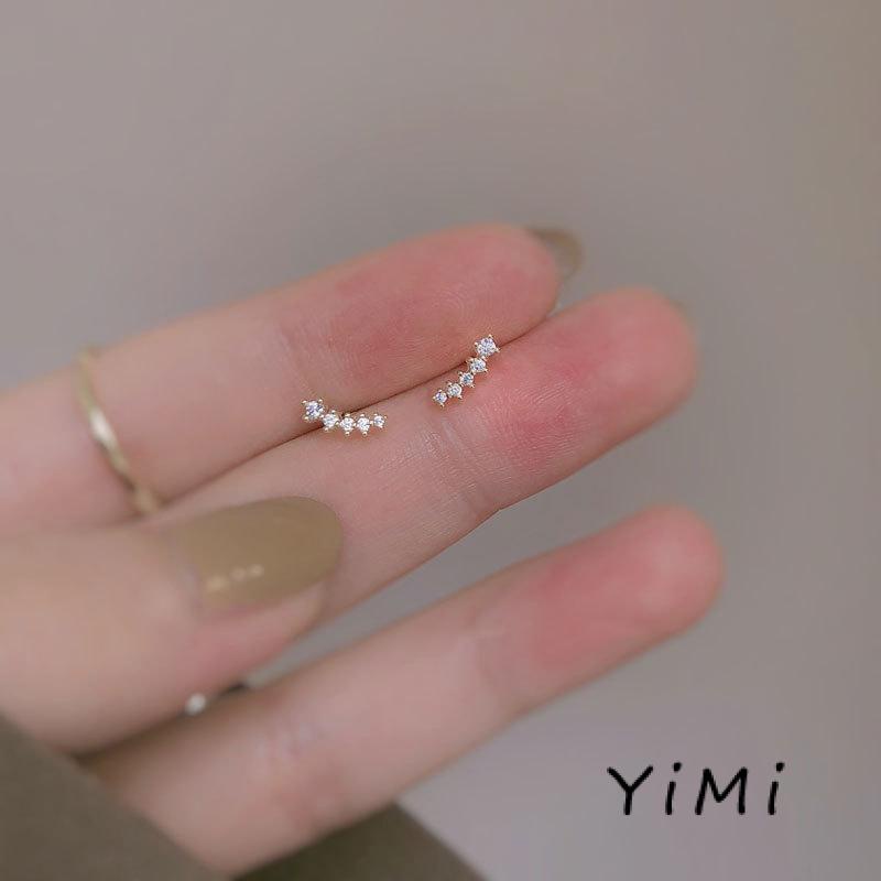 Bông Tai Hình Học Đính Đá Zircon Nhỏ Đơn Giản Dễ Thương
