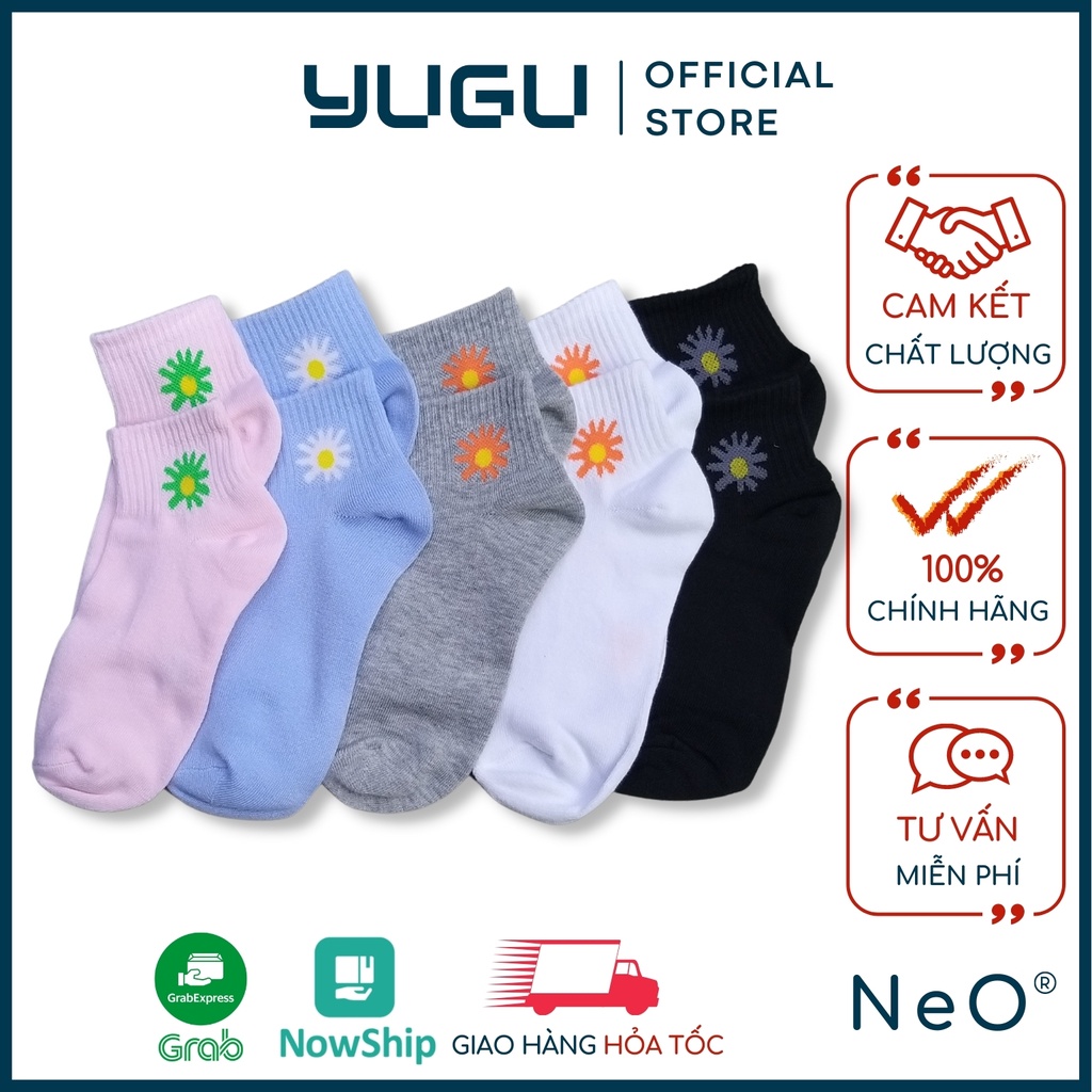 Vớ nữ Neo hoa cúc cổ thấp, tất cổ ngắn hoa cúc  cotton cao cấp kháng khuẩn thoáng mát co dãn 4 chiều