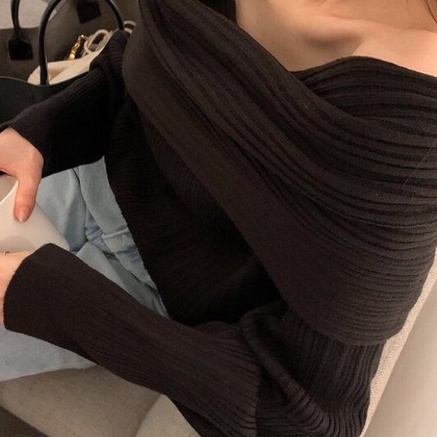 Áo len kiểu tay dài cổ trễ vai cao phong cách Hàn Quốc mới thời trang dành cho nữ có video ảnh thật