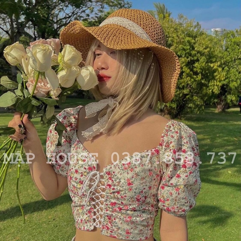 Mũ cói mềm quai ren phong cách Vintage- mũ có thể gập gọn không sợ mất fom