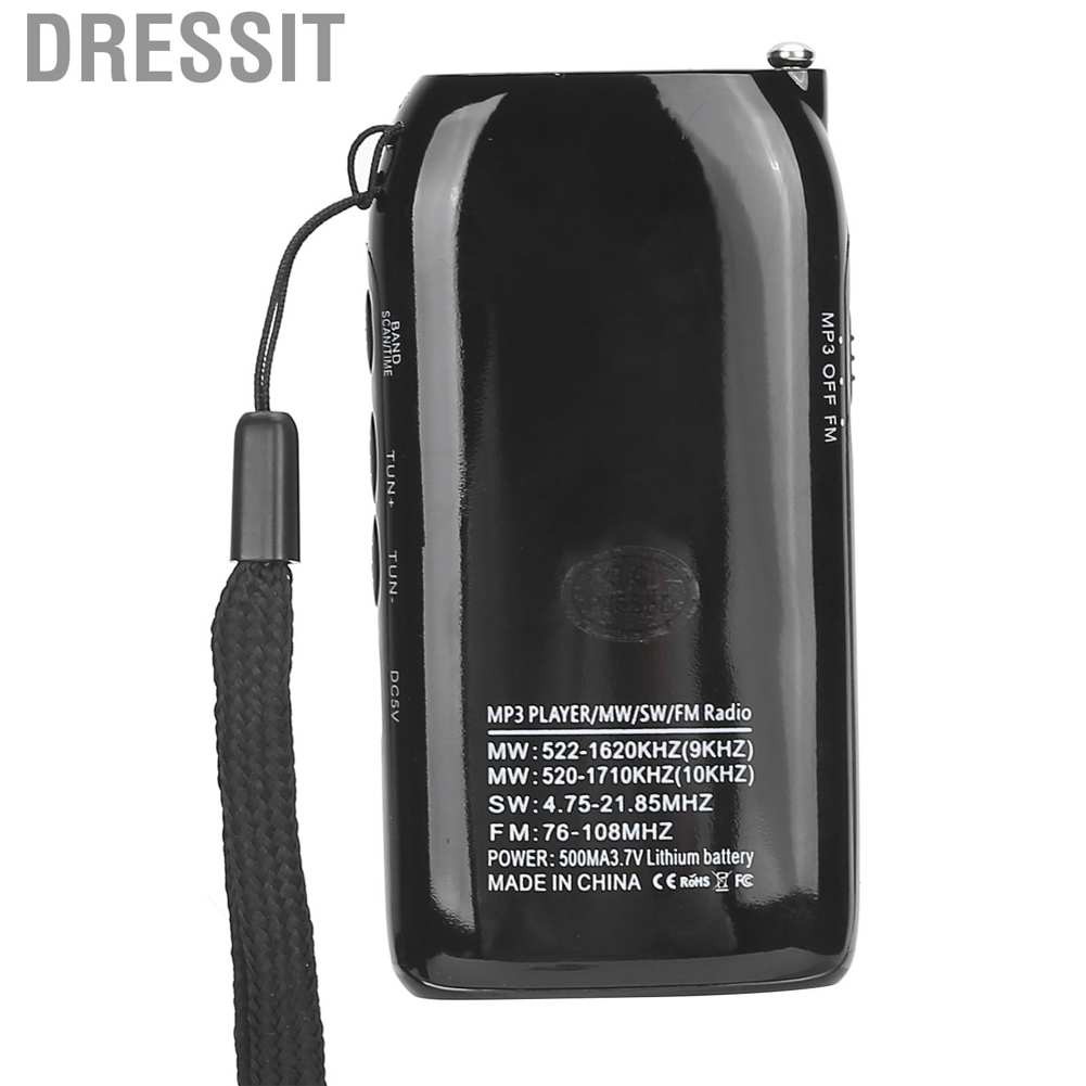 Máy nghe nhạc MP3 Dressit K‑605 mini kỹ thuật số tích hợp radio màn hình hiển thị LCD và tai nghe