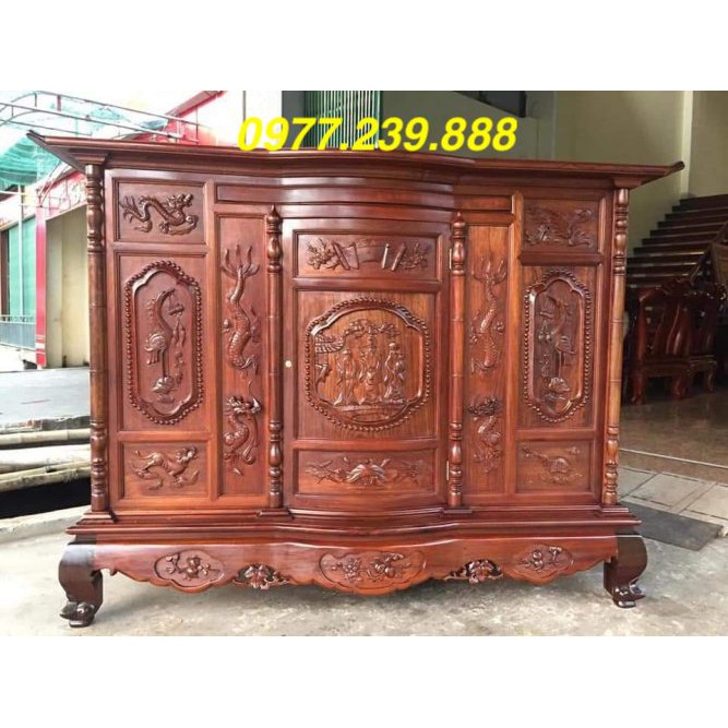 tủ thờ bằng gỗ gõ đỏ 197cm