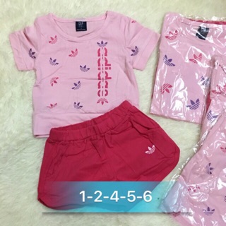 Bộ thun cotton adidas bé gái