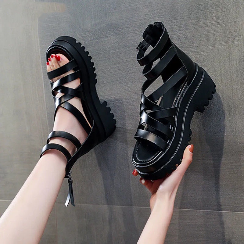 Giày Sandal Nữ Đế Xuồng Dây Đan Chéo Phiên Bản Hàn Quốc Mùa Hè Mới