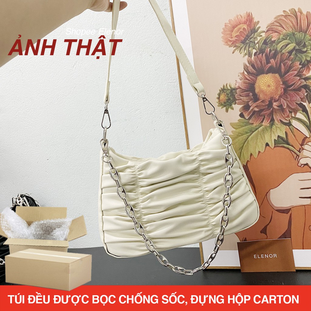 [Mã WAMT2405 giảm 10K đơn 0K] [HÀNG SẴN}Túi kẹp nách nhún bèo da mềm, tặng dây xích, dây đeo chéo TC40 | BigBuy360 - bigbuy360.vn