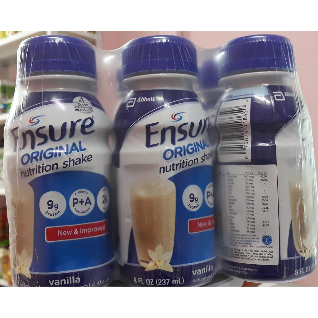 Lốc 6 chai sữa Ensure Original pha sẵn 237ml, hương vanilla
