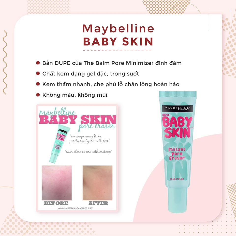 Kem Lót Kiềm Dầu Thu Nhỏ Lỗ Chân Lông Trong 1 Phút - Baby Skin Instant Pore Eraser