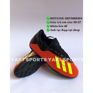 Giày đá banh trẻ em X18 (30-37)-khâu kín đế- đế cao su siêu bền