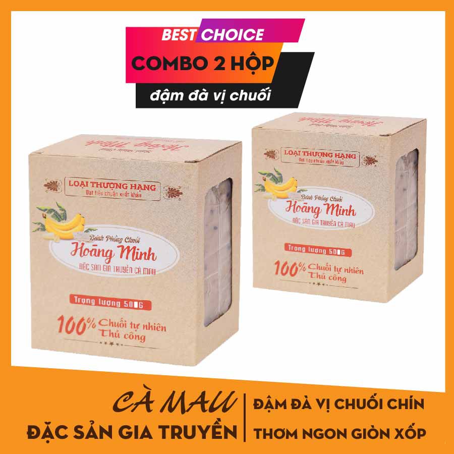 KHÔNG NGON HOÀN TIỀN [COMBO 2 HỘP] Bánh phồng chuối Hoàng Minh - Đặc sản gia truyền Cà Mau