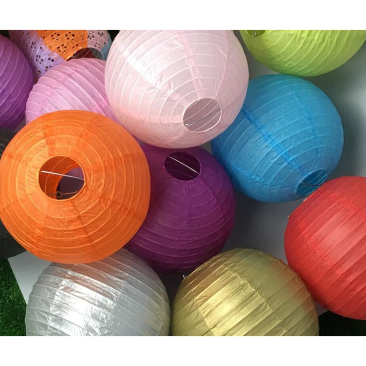 Lồng đèn giấy tròn màu nhũ đồng / nhũ vàng - đủ size