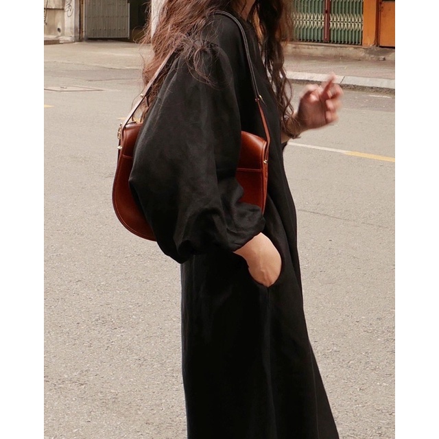 DE PLAGE - ĐẦM LINEN PUFF-SLEEVES