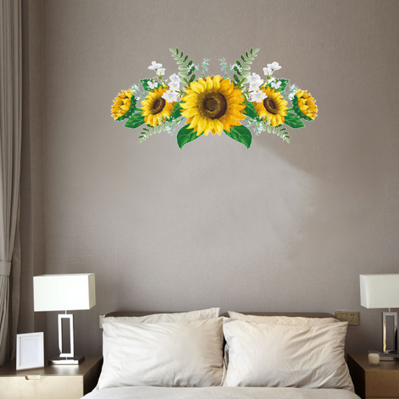 1 Miếng Dán Tường Pvc Tự Dính Hình Hoa Hướng Dương Chống Thấm Nước Trang Trí Phòng Khách / Phòng Ngủ