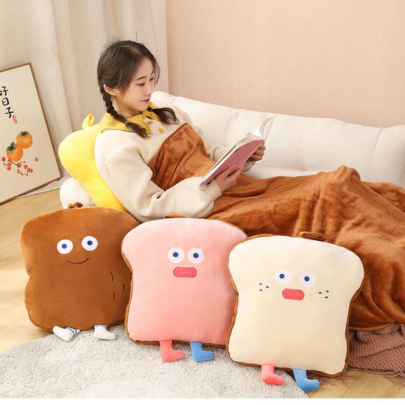 Bộ Chăn Gối Hình Bánh Mì Hai Trong Một Kèm Vỏ Gối Tiện Dụng Cho Văn Phòng / Xe Hơi