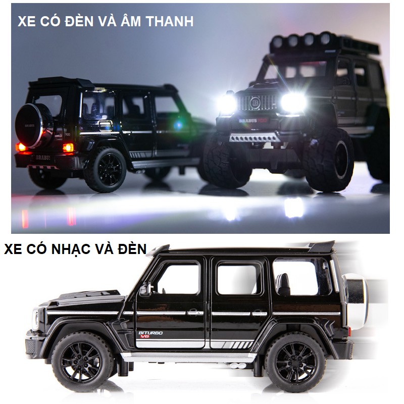 Mô hình xe Mercedes AMG Brabus G700 1:32 xe ô tô bằng kim loại mở các cửa có đèn và âm thanh