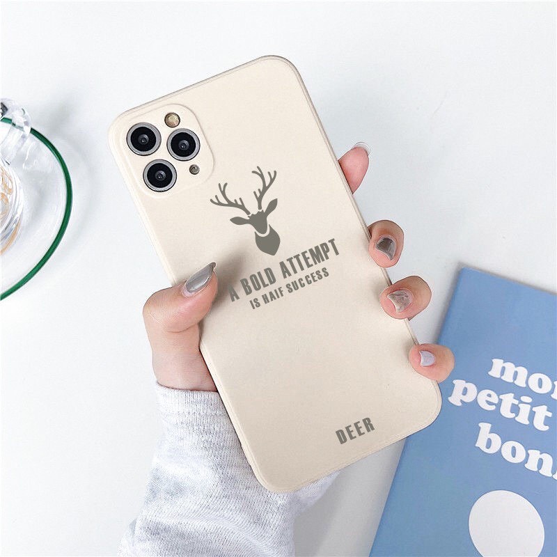 Ốp Lưng iPhone Cạnh Vuông,Bảo Vệ Camera In Hình Hươu DEER 7Plus,8Plus,x,xs,xsmax,11,11Promax,12,12promax,13,13promax