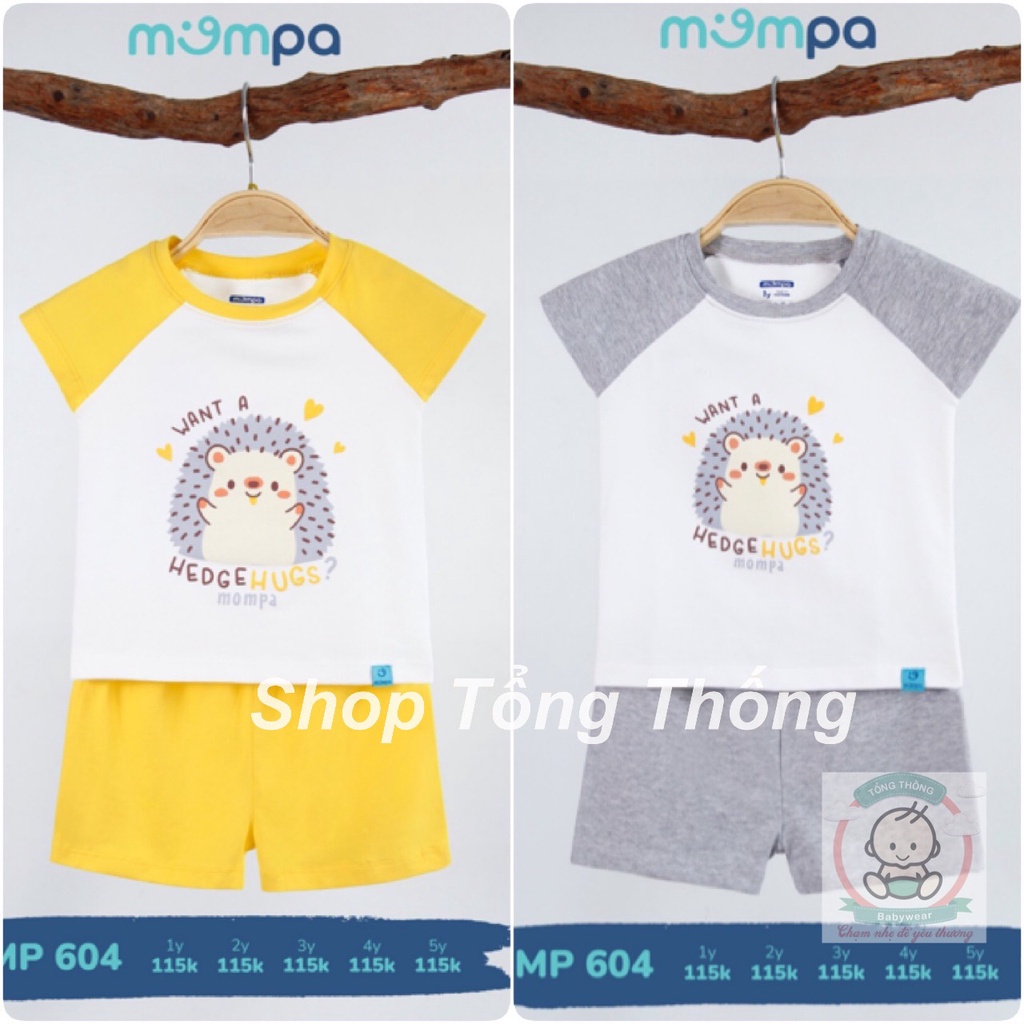 Bộ Mompa 100% Cotton cao cấp mềm mát thoáng thấm hút tốt mới cộc tay raglan in hình cho bé trai bé gái MP510 MP604