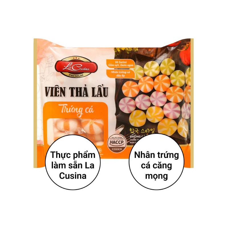 RẺ NHẤT SHOPEE Viên thả lẩu, Bánh bao trứng nhím cam nhân Trứng Cá / Phô Mai Trứng Muối Lacusina 500g
