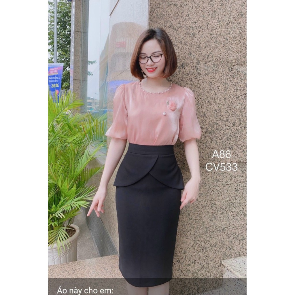 Chân váy bút chì, chân váy công sở phối vạt tròn cánh hoa điệu đà Lake Fashion | BigBuy360 - bigbuy360.vn