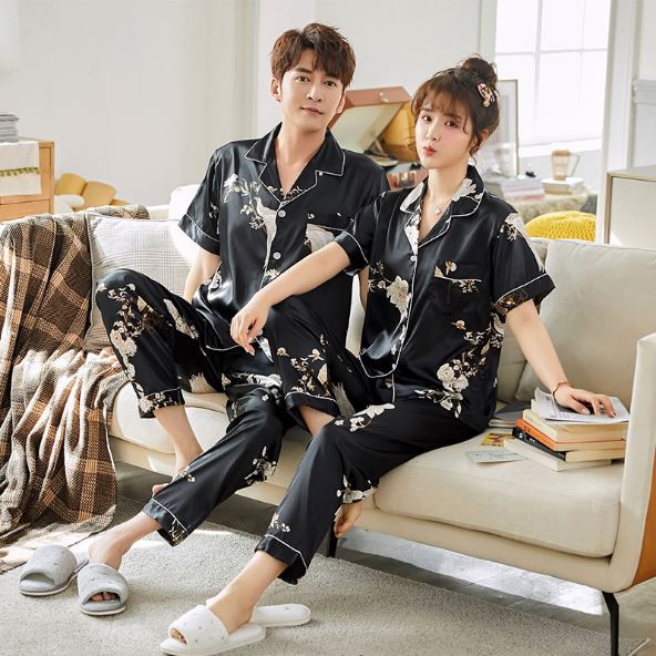 Pijama Couple ☘️ Đồ Ngủ Lụa Satin Mềm Mát Mùa Hè Cặp Đôi ☘️ Phượng Vũ IVY616