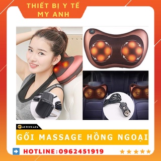 Gối Massage vai gáy 8 bi hồng ngoại công nghệ Nhật Bản cao cấp