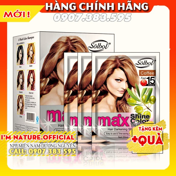 1 Gói Dầu Gội Nhuộm Nâu Hạt Dẻ Max Shine Color + Tặng Bao Tay (Phủ Bạc)