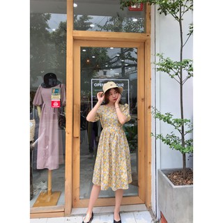 ĐẦM LỤA HOA CỘT NƠ 2 BÊN+ẢNH CHỤP THẬT SP