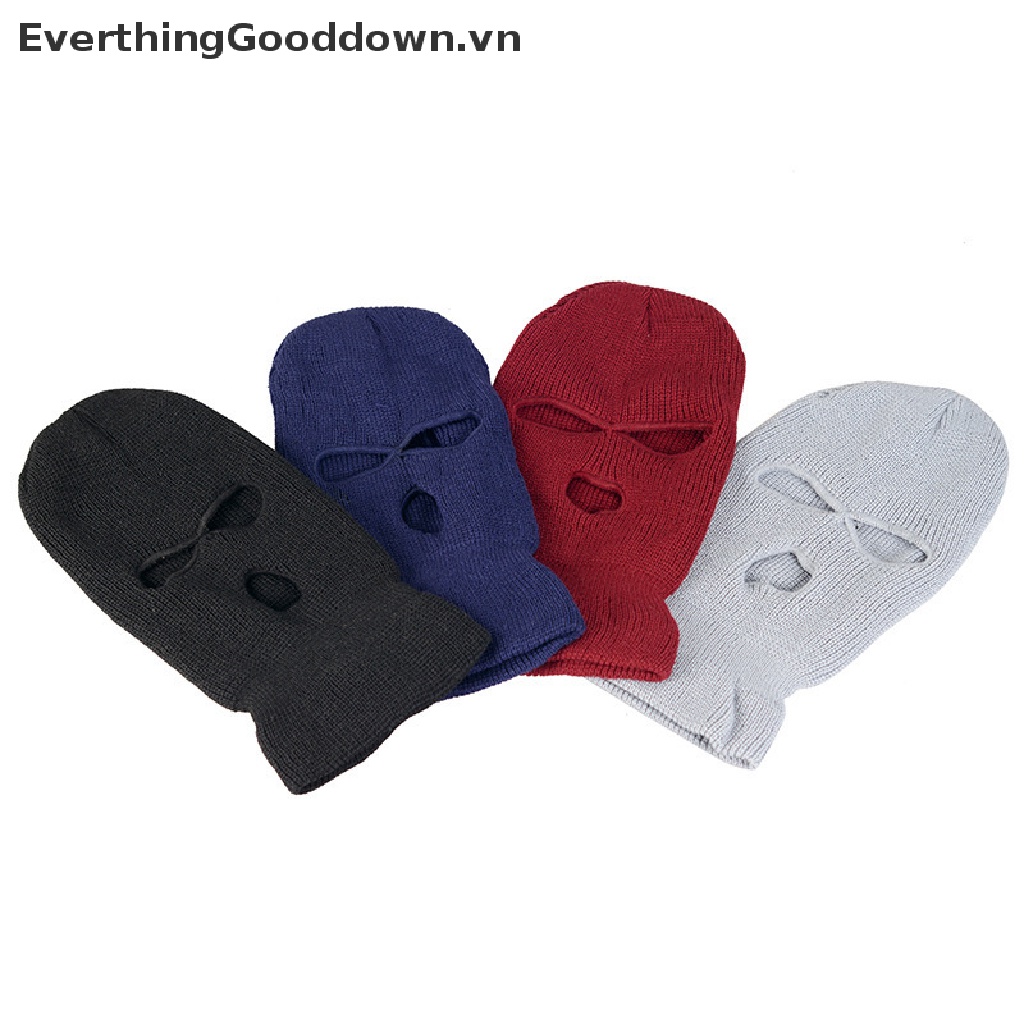Everthinggooddown 1 Mũ Balaclava 3 Lỗ Thêu Họa Tiết Giữ Ấm Mùa Đông Unisex Sử Dụng Ngoài Trời