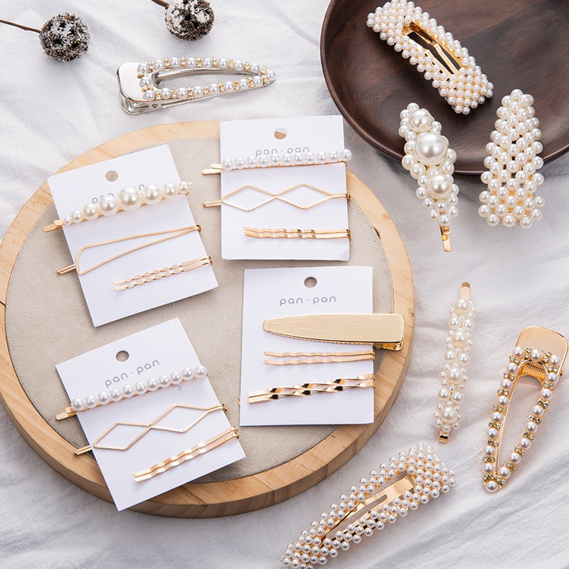 Kẹp tóc đính đá ngọc trai nhân tạo xinh xắn dành cho phái đẹp 2020