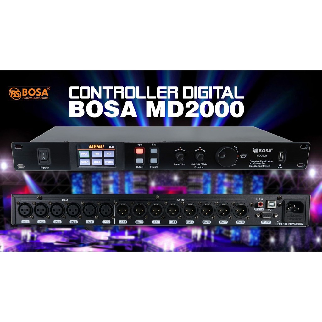 Digital Controller BOSA MD2000 Bộ Xử Lý Tín Hiệu âm Thanh 6 IN 8 OUT