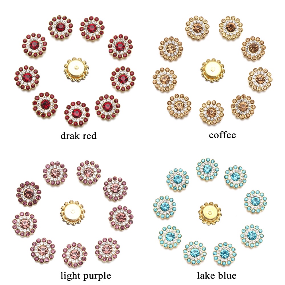 Set 10 Nút Áo Hình Bông Hoa Bằng Thép 14mm Dùng Để Trang Trí Quần Áo / Mũ / Làm Đồ Thủ Công Diy