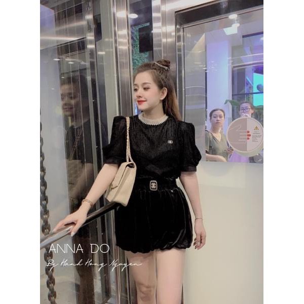 Quần Đùi Nhung Ngắn Ống Rộng Đính Đá Cực Xinh Hàng Quảng Châu Loại 1